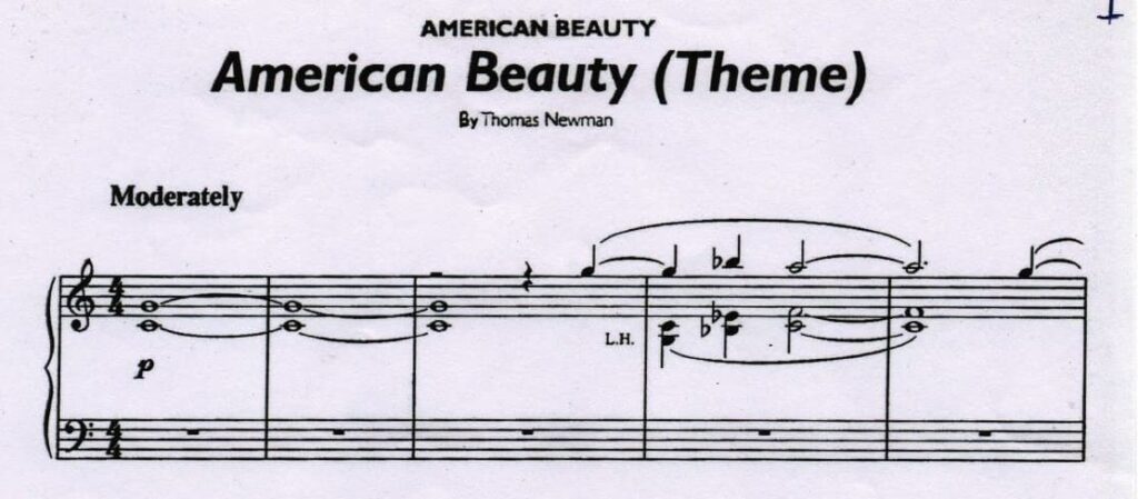 American Beauty di Thomas Newman - Spartito Pianoforte