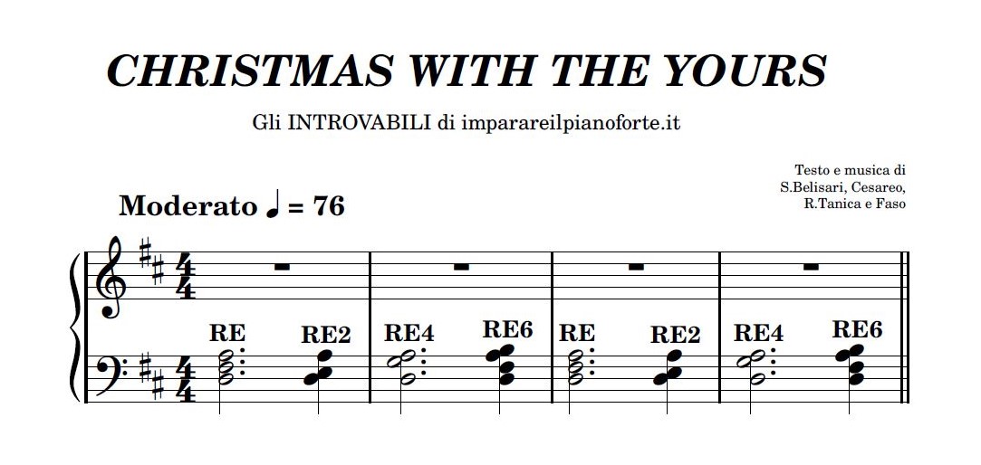 Christmas with the Yours degli Elio e le Storie Tese - Spartito Pianoforte Melodia e Accordi