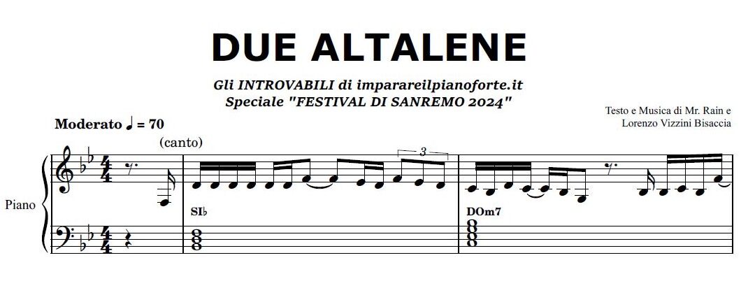 Due Altalene di Mr. Rain – Spartito Pianoforte Melodia e Accordi