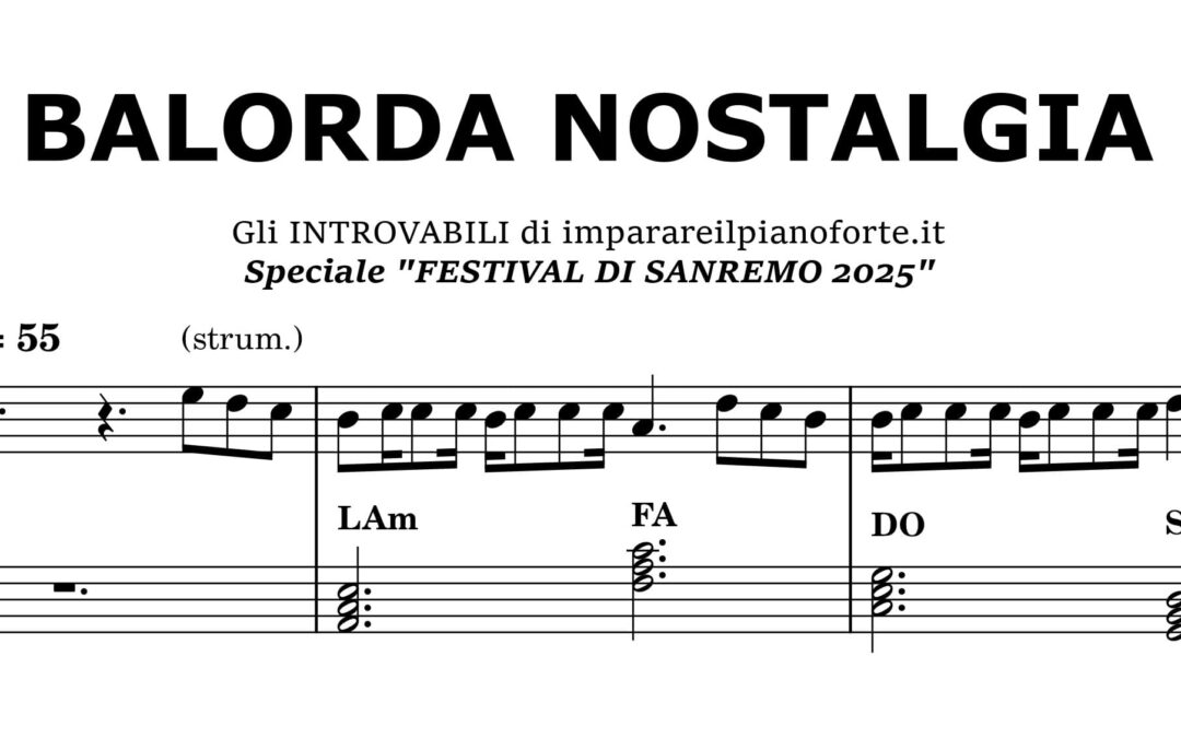 Balorda Nostalgia di Olly e Jvli – Spartito Pianoforte Melodia e Accordi