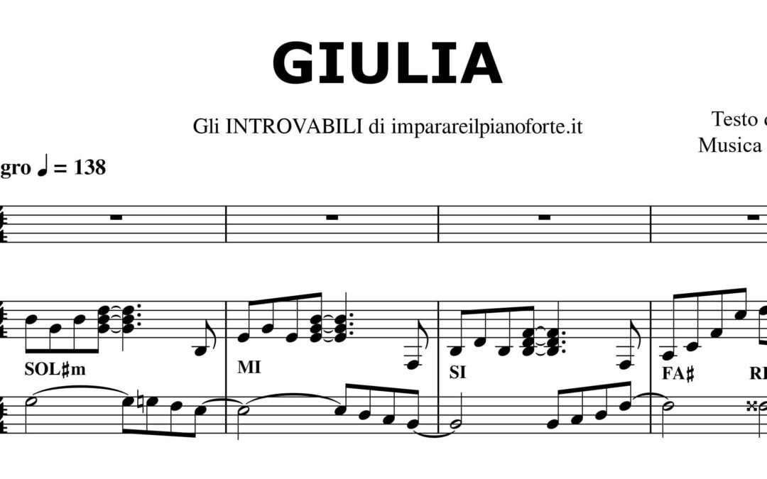 Giulia di Gianni Togni – Spartito Pianoforte Melodia e Accordi
